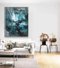 Load image into Gallery viewer, Large Blue Abstract Painting Modern Office Wall Art Original Artwork Kp126