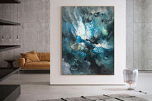 Load image into Gallery viewer, Large Blue Abstract Painting Modern Office Wall Art Original Artwork Kp126