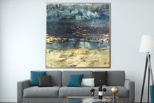 Load image into Gallery viewer, Nave Blue Yellow Painting Gold Contemporary Art Decor Sp010
