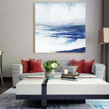 Load image into Gallery viewer, Navy Blue Mountain Painting Abstract Canvas Painting Sea Painting Wp035