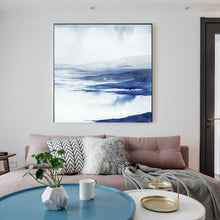 Load image into Gallery viewer, Navy Blue Mountain Painting Abstract Canvas Painting Sea Painting Wp035