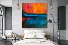 Load image into Gallery viewer, Orange Blue Brown Minimalist Abstract Art For Living Room Sp002