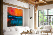 Load image into Gallery viewer, Orange Blue Brown Minimalist Abstract Art For Living Room Sp002