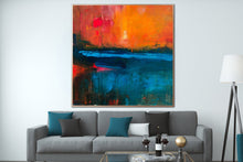 Load image into Gallery viewer, Orange Blue Brown Minimalist Abstract Art For Living Room Sp002