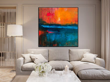 Load image into Gallery viewer, Orange Blue Brown Minimalist Abstract Art For Living Room Sp002