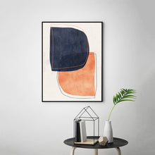 Load image into Gallery viewer, Orange Deep Blue Geometric Colorful Abstract Canvas Painting Sp054