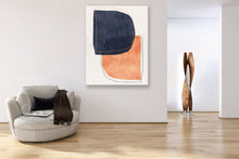 Load image into Gallery viewer, Orange Deep Blue Geometric Colorful Abstract Canvas Painting Sp054