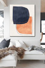 Load image into Gallery viewer, Orange Deep Blue Geometric Colorful Abstract Canvas Painting Sp054