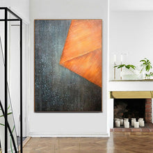 Load image into Gallery viewer, Orange Dark Grey Abstract Painting Geometric Art Wp023