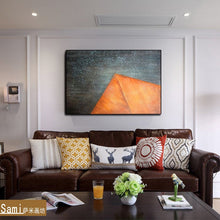 Load image into Gallery viewer, Orange Dark Grey Abstract Painting Geometric Art Wp023
