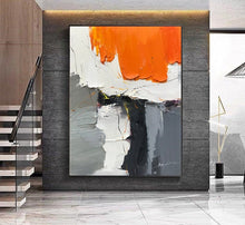 Load image into Gallery viewer, Orange White Grey Abstract Painting Palette Knife Paintings Kp124