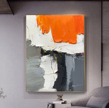 Load image into Gallery viewer, Orange White Grey Abstract Painting Palette Knife Paintings Kp124