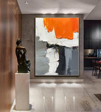 Load image into Gallery viewer, Orange White Grey Abstract Painting Palette Knife Paintings Kp124