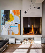 Load image into Gallery viewer, Orange White Yellow Abstract Acrylic Painting Modern Art Wp080