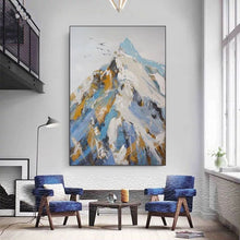 Load image into Gallery viewer, Palette Knife Painting Blue Snow Mountain Painting on Canvas Wp013