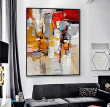 Load image into Gallery viewer, Palette Knife Painting Red Yellow Abstract Canvas Art Sp078