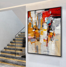 Load image into Gallery viewer, Palette Knife Painting Red Yellow Abstract Canvas Art Sp078