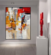 Load image into Gallery viewer, Palette Knife Painting Red Yellow Abstract Canvas Art Sp078
