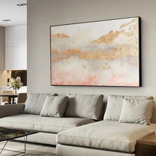 Load image into Gallery viewer, Pink And White Abstract Painting Gold Leaf Art On Canvas Wp034