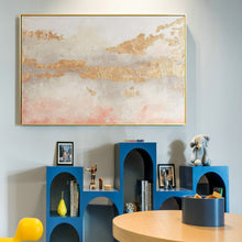 Load image into Gallery viewer, Pink And White Abstract Painting Gold Leaf Art On Canvas Wp034