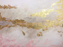 Load image into Gallery viewer, Pink And White Abstract Painting Gold Leaf Art On Canvas Wp034