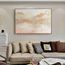 Load image into Gallery viewer, Pink And White Abstract Painting Gold Leaf Art On Canvas Wp034