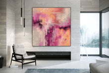 Load image into Gallery viewer, Pink Gray Yellow Abstract Painting on Canvas Kp093