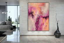 Load image into Gallery viewer, Pink Gray Yellow Abstract Painting on Canvas Kp093