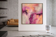 Load image into Gallery viewer, Pink Gray Yellow Abstract Painting on Canvas Kp093