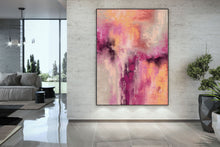 Load image into Gallery viewer, Pink Gray Yellow Abstract Painting on Canvas Kp093