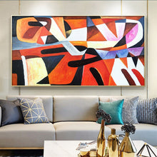 Load image into Gallery viewer, Pink Grey Handmade Geometric Acrylic Painting Orange Brown Wp016