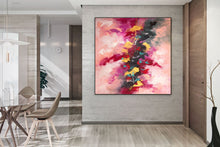 Load image into Gallery viewer, Pink Red Yellow Abstract Painting on Canvas Contemporary Art Kp082