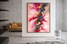 Load image into Gallery viewer, Pink Red Yellow Abstract Painting on Canvas Contemporary Art Kp082