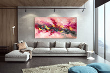 Load image into Gallery viewer, Pink Red Yellow Abstract Painting on Canvas Contemporary Art Kp082