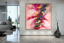 Load image into Gallery viewer, Pink Red Yellow Abstract Painting on Canvas Contemporary Art Kp082