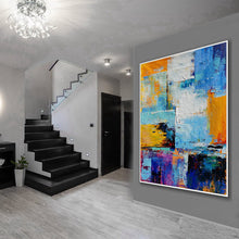 Load image into Gallery viewer, Purple Yellow White Colorful Painting Palette Knife Canvas Art Wp049