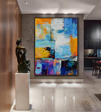 Load image into Gallery viewer, Purple Yellow White Colorful Painting Palette Knife Canvas Art Wp049
