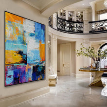 Load image into Gallery viewer, Purple Yellow White Colorful Painting Palette Knife Canvas Art Wp049