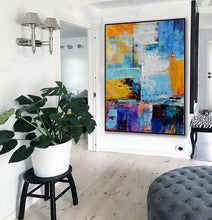 Load image into Gallery viewer, Purple Yellow White Colorful Painting Palette Knife Canvas Art Wp049
