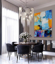 Load image into Gallery viewer, Purple Yellow White Colorful Painting Palette Knife Canvas Art Wp049