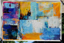 Load image into Gallery viewer, Purple Yellow White Colorful Painting Palette Knife Canvas Art Wp049