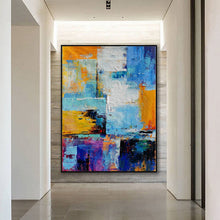 Load image into Gallery viewer, Purple Yellow White Colorful Painting Palette Knife Canvas Art Wp049