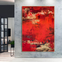 Load image into Gallery viewer, Red Abstract Painting Gold Dining Room Wall Art Wp008