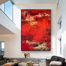 Load image into Gallery viewer, Red Abstract Painting Gold Dining Room Wall Art Wp008