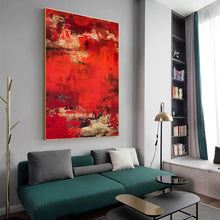 Load image into Gallery viewer, Red Abstract Painting Gold Dining Room Wall Art Wp008