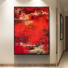 Load image into Gallery viewer, Red Abstract Painting Gold Dining Room Wall Art Wp008