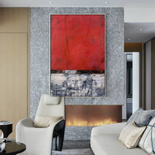 Load image into Gallery viewer, Red Abstract Painting Grey White Acrylic Painting Oversize Wp075