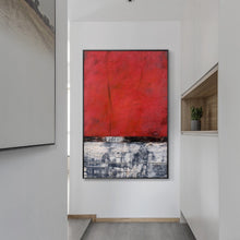 Load image into Gallery viewer, Red Abstract Painting Grey White Acrylic Painting Oversize Wp075