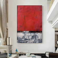 Load image into Gallery viewer, Red Abstract Painting Grey White Acrylic Painting Oversize Wp075