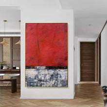 Load image into Gallery viewer, Red Abstract Painting Grey White Acrylic Painting Oversize Wp075